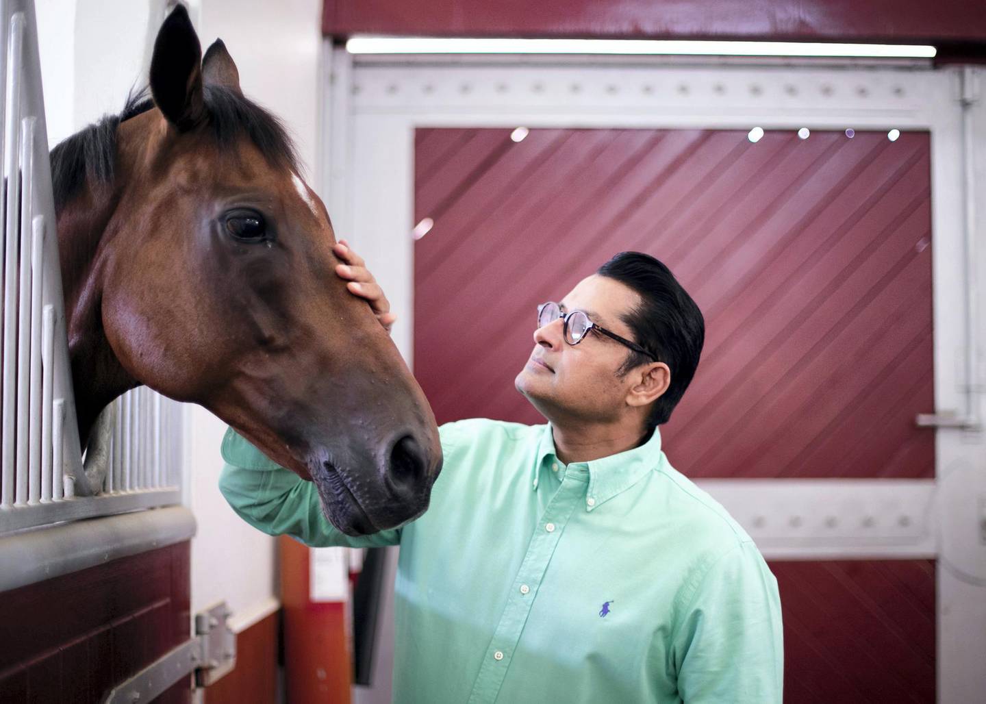DUBAI, UNITED ARAB EMIRATES. 20 AUGUST 2019. 

Satish Seemar, one of the longest serving and most successful racehorse trainers in the UAE at Zabeel stables.

(Photo: Reem Mohammed/The National)

Reporter:
Section: