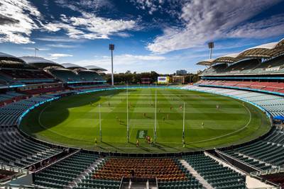 ADELAIDE, AUSTRALIA - MARCH 21: (EDITORS NOTE: Image was altered with digital filters.) A general view of play during the round 1 AFL match between the Adelaide Crows and the Sydney Swans at Adelaide Oval on March 21, 2020 in Adelaide, Australia. (Photo by Daniel Kalisz/Getty Images)