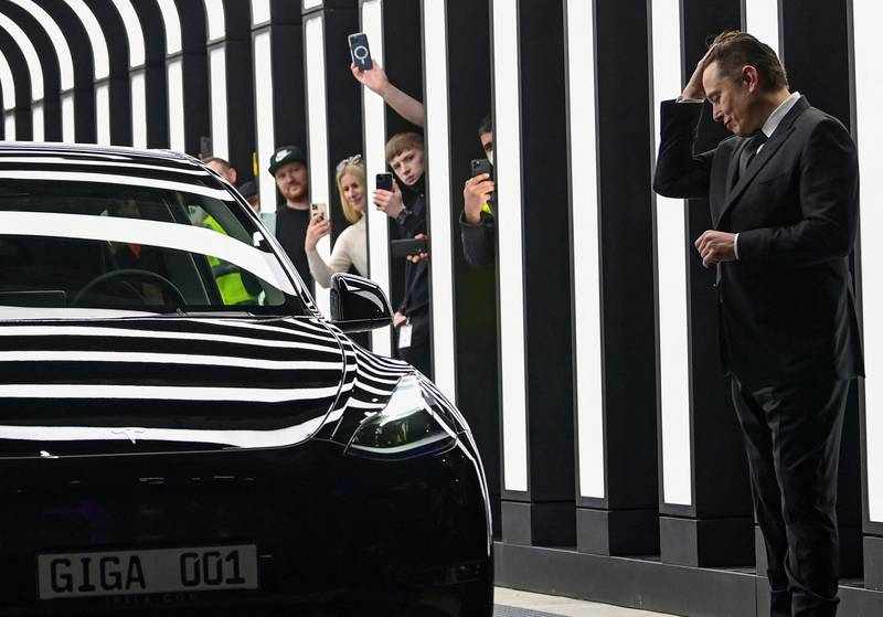 Mr Musk attends the opening ceremony of the new Tesla Gigafactory for electric cars in Gruenheide, Germany, in March. Reuters