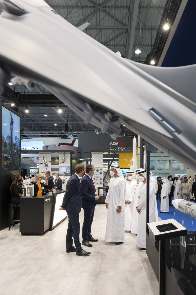 Sheikh Mohamed was briefed by executives at the airshow, with conversations touching on the latest global developments in areas of defence. Sheikh Mohamed wished the participants all success in their business endeavours.
