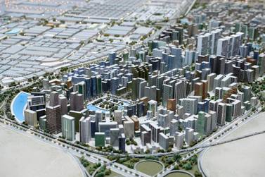 View of the Dubai South model at the developer's headquarters in Dubai. Pawan Singh / The National 