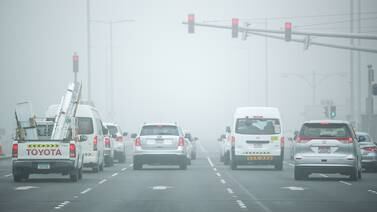 A yellow fog warning was issued in parts of the country on Monday morning. Victor Besa / The National
