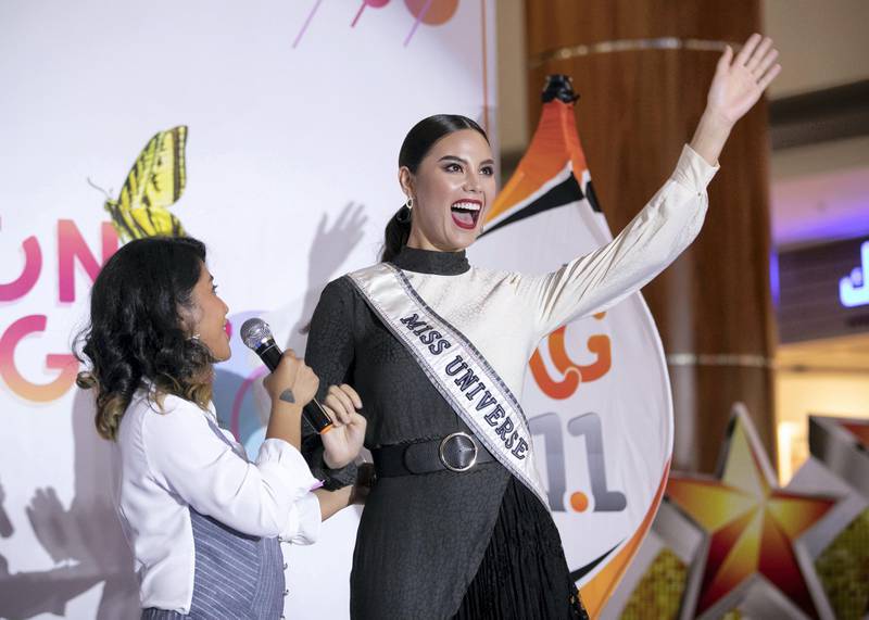 DUBAI, UNITED ARAB EMIRATES. 19 SEPTEMBER 2019. Miss Universe Catriona Gray meet and greet event in Burjuman Mall.(Photo: Reem Mohammed/The National)Reporter:Section: