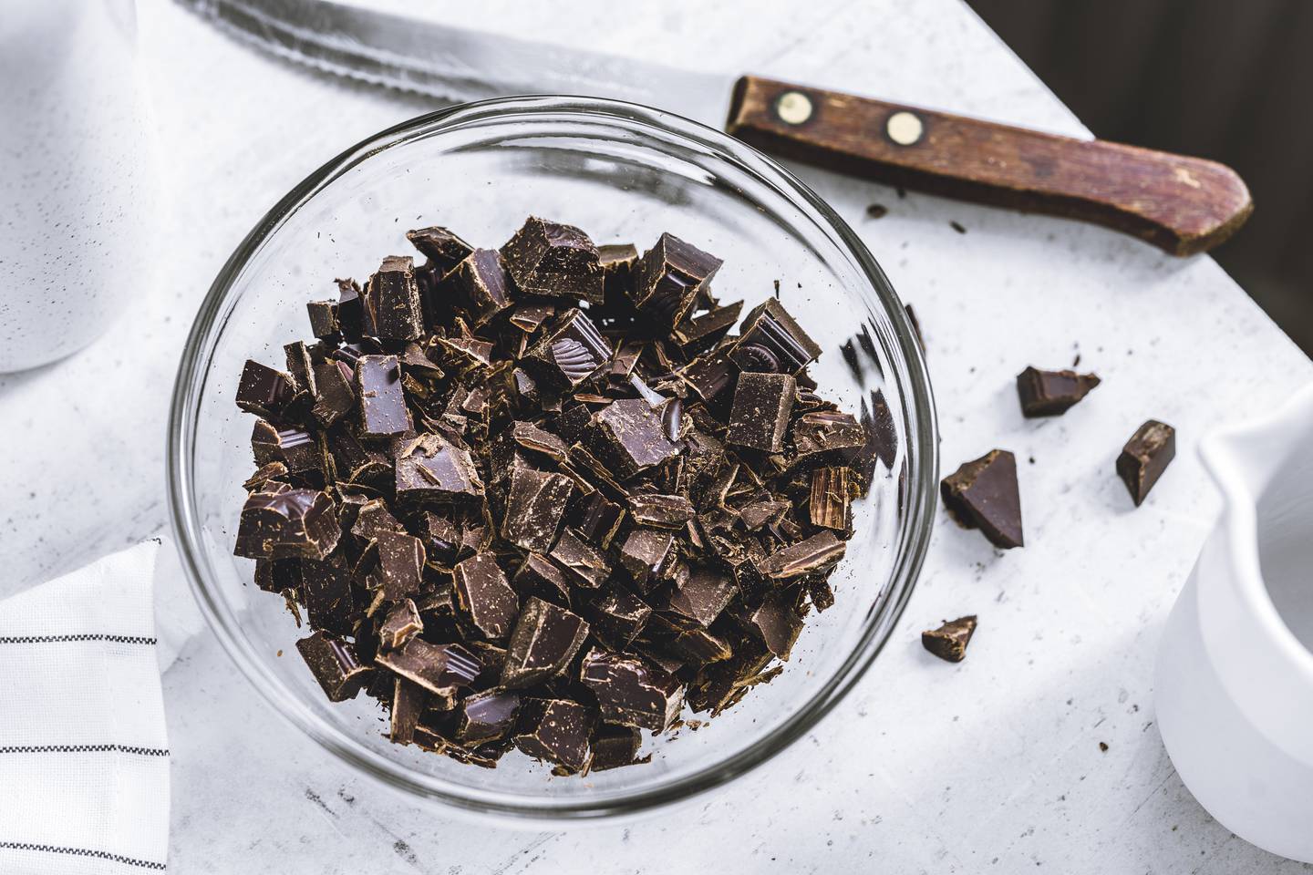 This recipe calls for roughly cut chunks of dark chocolate. Photo: Dovile Ramoskaite / Unsplash