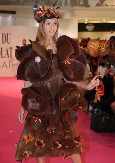 Another chocolate dress worn during the fashion show. 