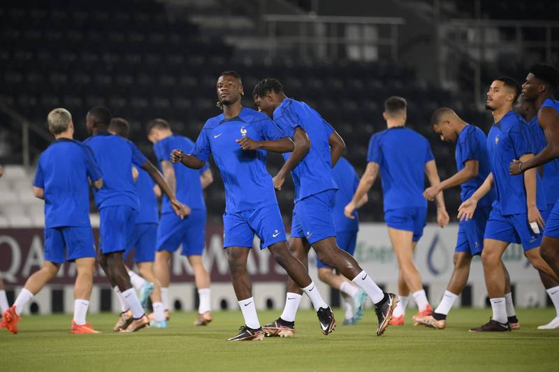 France take part in a training session at Al Janoub Stadium. AFP