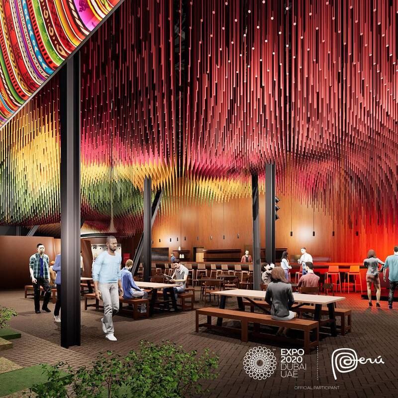 The Peru pavilion at Expo 2020 Dubai covers four floors. It has meeting spaces for doing business and a restaurant serving the country's cuisine. Photo: PromPeru