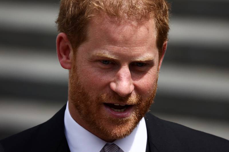 Prince Harry in London for Queen Elizabeth II's thanksgiving service for her platinum jubilee in London in June. Getty