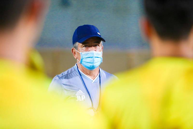 UAE manager Jorge Luis Pinto during the training session in Dubai.