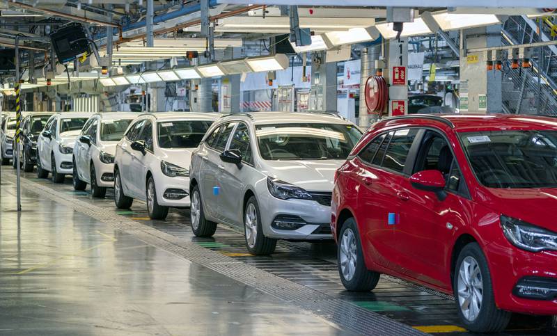 The Astra assembly line at Vauxhall's plant in Ellesmere Port in the UK. PA