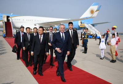 Mr Fernandez arrived in Beijing to take part in the Belt and Road Forum. EPA