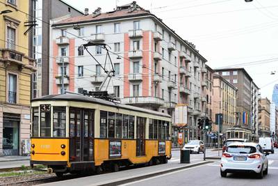 An empty tramway runs in Milan as Italy shut all stores except for pharmacies and food shops in a desperate bid to halt the spread of a coronavirus. AFP
