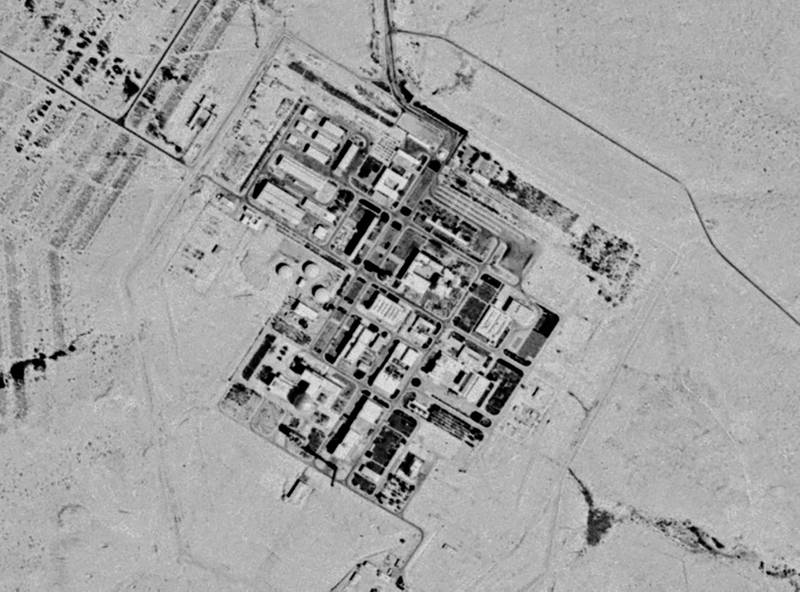 A September 29, 1971 spy satellite photograph later declassified by the US government, shows what now is known as the Shimon Peres Negev Nuclear Research Centre near the city of Dimona, Israel. US Centre for Earth Resources Observation and Science/US Geological Survey, via AP