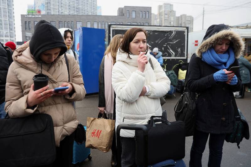 People wait at a bus station to travel to western parts of Ukraine, after violence in the east. Reuters