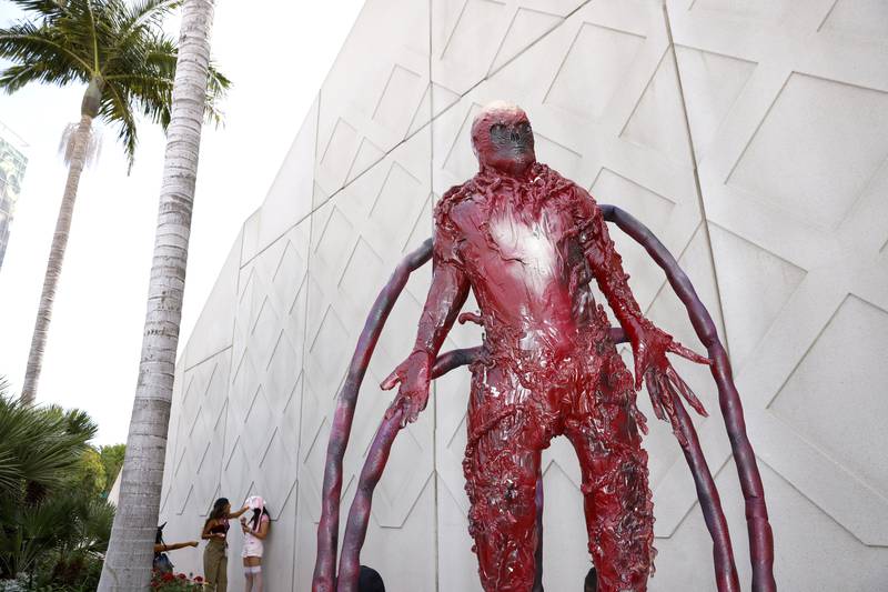A statue of Vecna from 'Stranger Things' appears outside the convention centre on day one of Comic-Con. AP