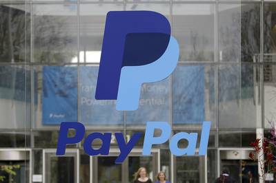 PayPal's headquarters in San Jose, California. PayPal's shares closed 2.32 per cent up at $81.49 at the close of trading on Tuesday. AP