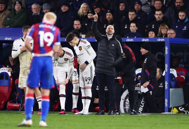 Erik ten Hag during Manchester United's game against Crystal Palace. Getty