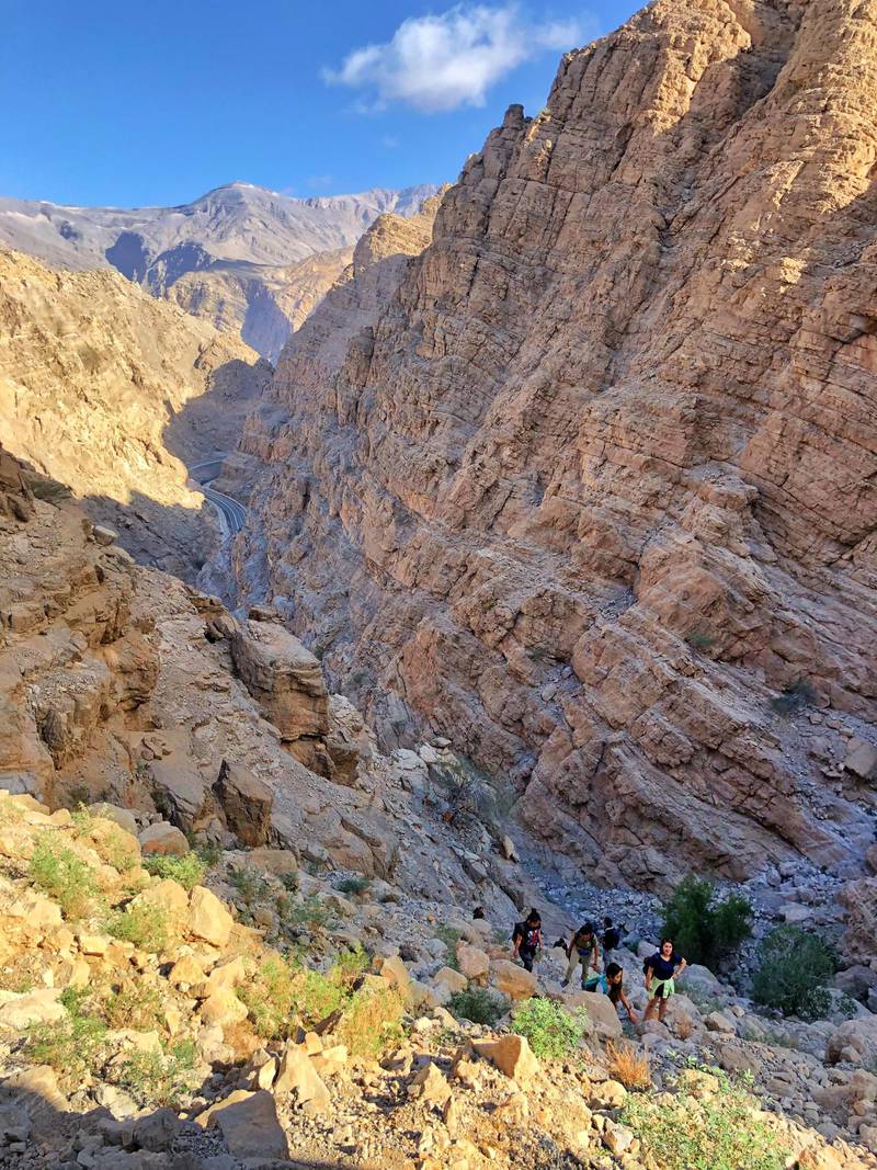 The Wadi Al Far hike is not for those who have a fear of heights. Courtesy Emirates Canyoneering Club