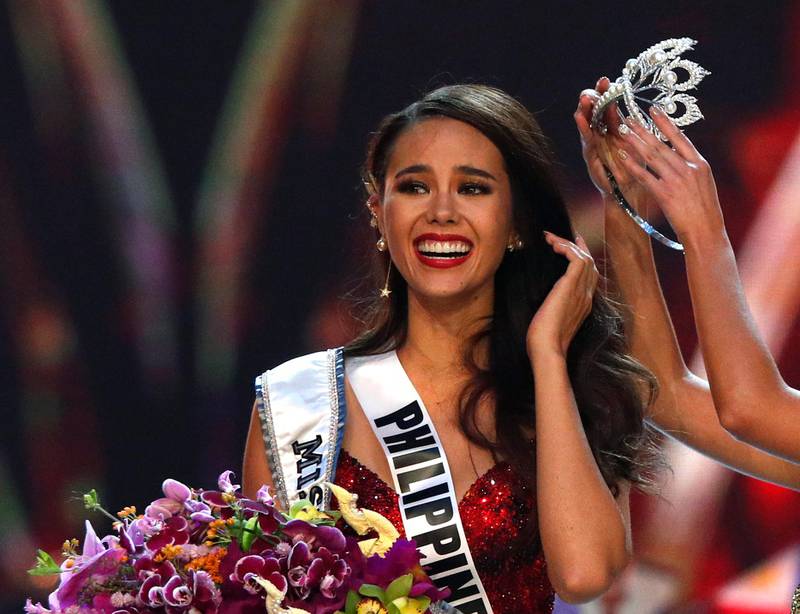 The new Miss Universe 2018 Catriona Gray from Philippines celebrates as she is crowned during the Miss Universe 2018 beauty pageant at Impact Arena in Bangkok, Thailand, 17 December 2018. EPA