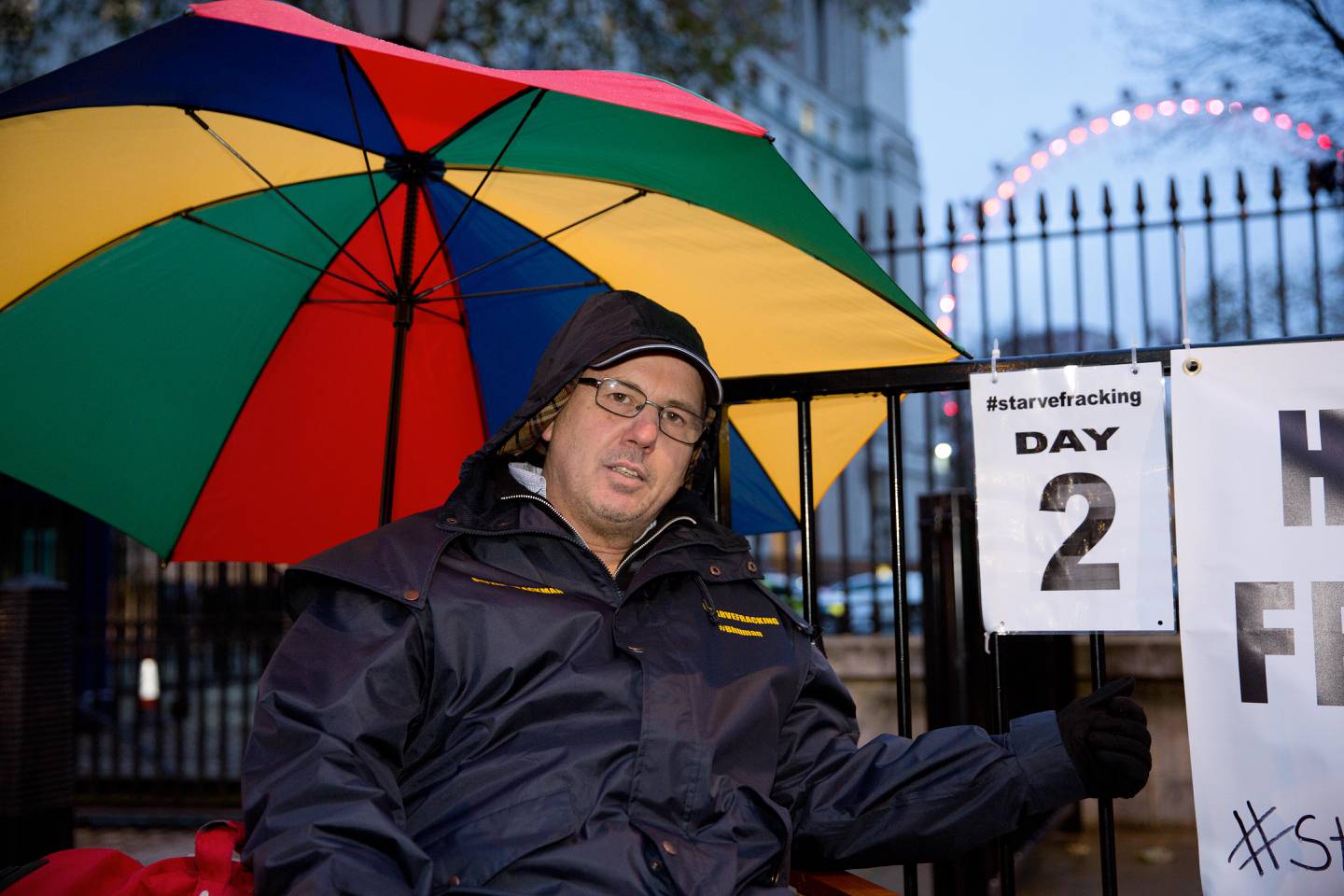 Vaccine sceptic Geza Tarjanyi, also known a Gayzer Frackman, was arrested on the doorstep of Health Secretary Sajid Javid's home in Fulham, south London. Photo: Mark Kerrison/Alamy Live News