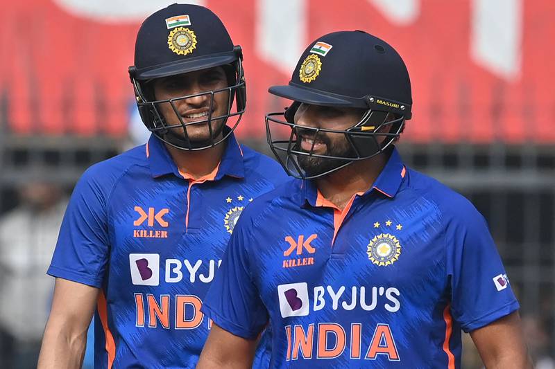 India captain Rohit Sharma (r) and Shubman Gill both hit centuries in the final one-day international against New Zealand in Indore on January 24, 2023. AFP