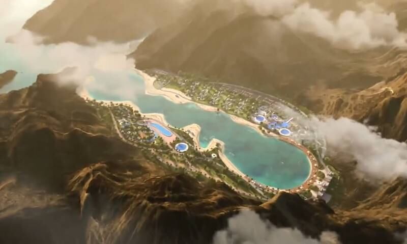 A lake and cable-driven mountain railway are also slated for the mountain town. Photo: Dubai Media Office