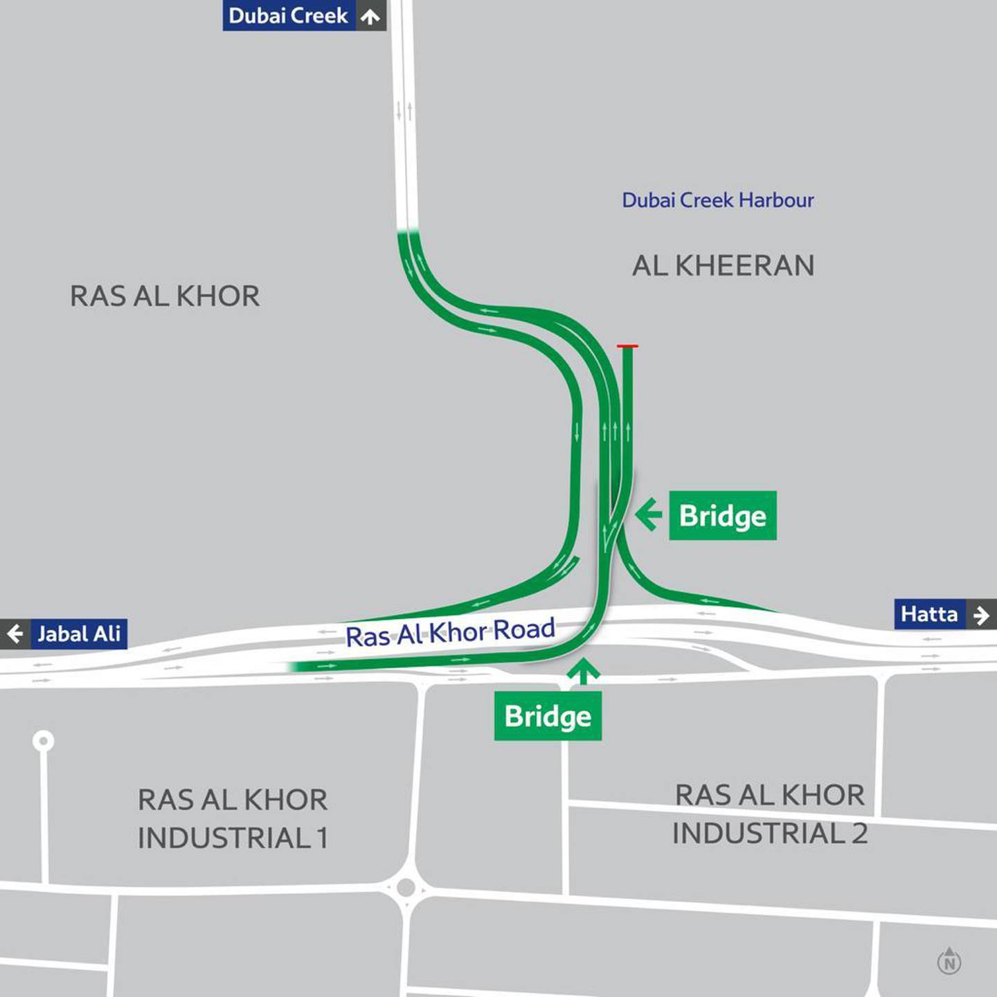  The first stage of the project links Dubai-Al Ain Road and Al Khail Road heading to Dubai Creek Harbour. Courtesy: RTA