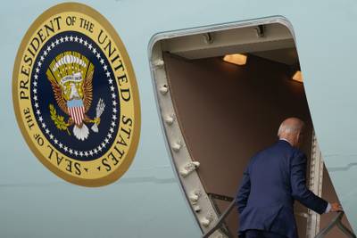 President Joe Biden boards Air Force One for a trip to attend the G20 summit in New Delhi. AFP