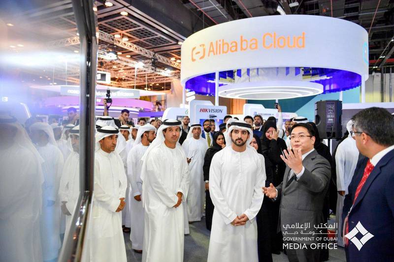 Sheikh Hamdan bin Mohammed, Crown Prince of Dubai, opens Gitex Technology Week at Dubai World Trade Centre on Sunday. Courtesy Dubai Media Office