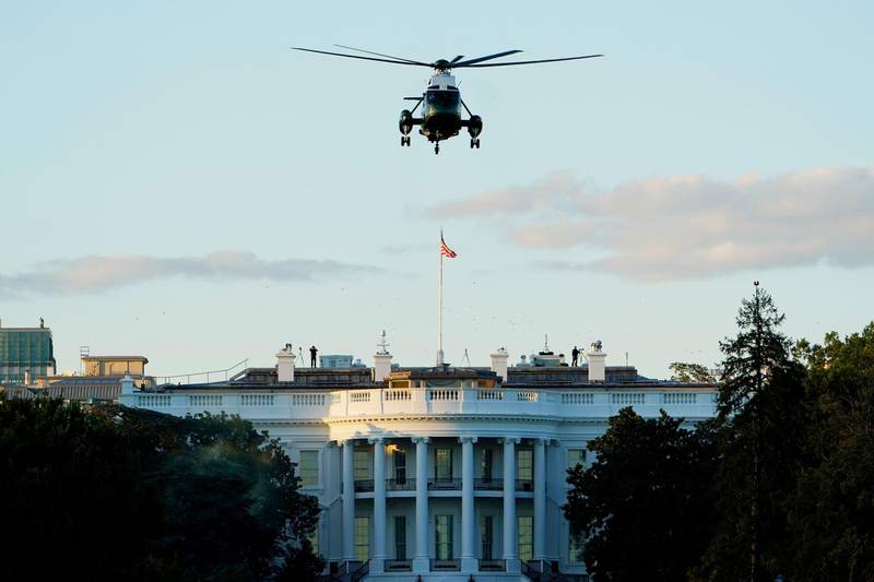 Marine One helicopter, with President Donald Trump aboard, lifts off from the South Lawn of the White House. AP Photo