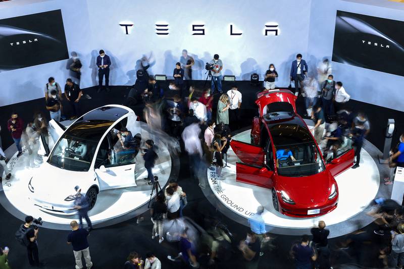 The Tesla Model Y and Model 3 were unveiled at the company's official launch event in Bangkok in December. Reuters