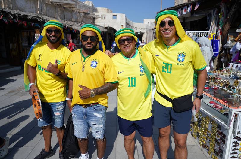 Brazil fans in the Souq area of Doha. PA