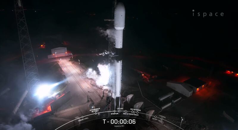 The live-streamed launch of the UAE’s Rashid rover. Photo: Screengrab