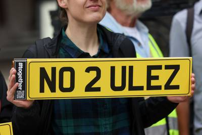 A protester against the Ulez expansion which is due to take effect on August 29. Bloomberg