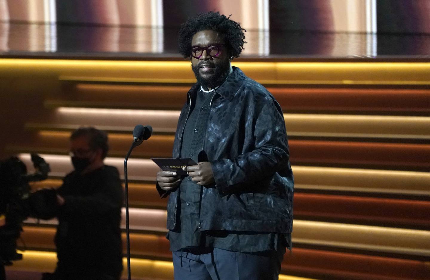 Questlove joked about Will Smith slapping Chris Rock when presenting the award for Song of the Year at the 64th Grammy Awards on Sunday, April 3, 2022, in Las Vegas. AP