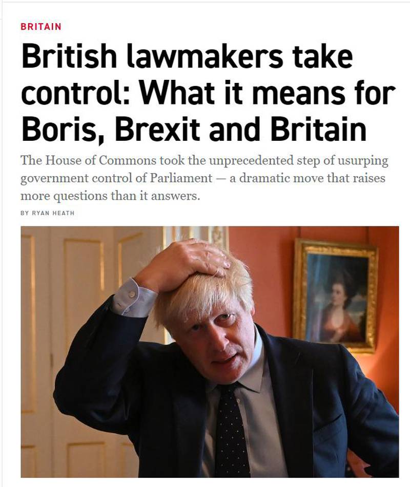 Politico: British lawmakers take control