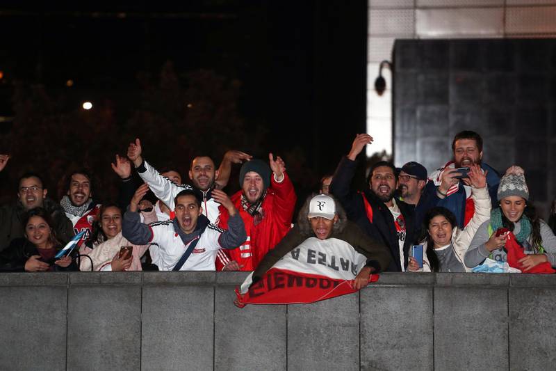 River Plate's fans react as their team arrives at the hotel. Reuters