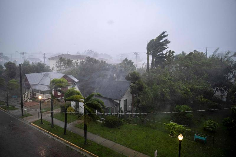 Gusts from Hurricane Ian hit in Punta Gorda, Florida. AP