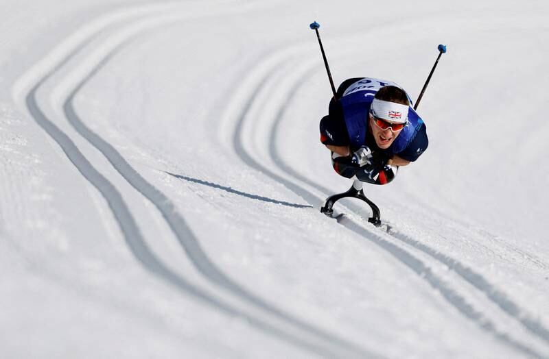 Scott Meenagh of Britain in action during the Beijing 2022 Winter Paralympic Games in Zhangjiakou, China. Reuters