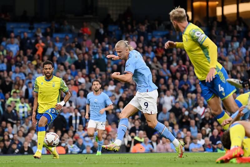 Erling Haaland scores City's second goal. Getty