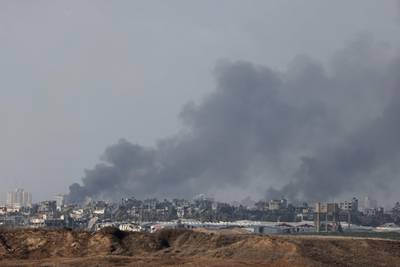 Smoke billows during the Israeli bombardment of the northern Gaza Strip on Tuesday. AFP