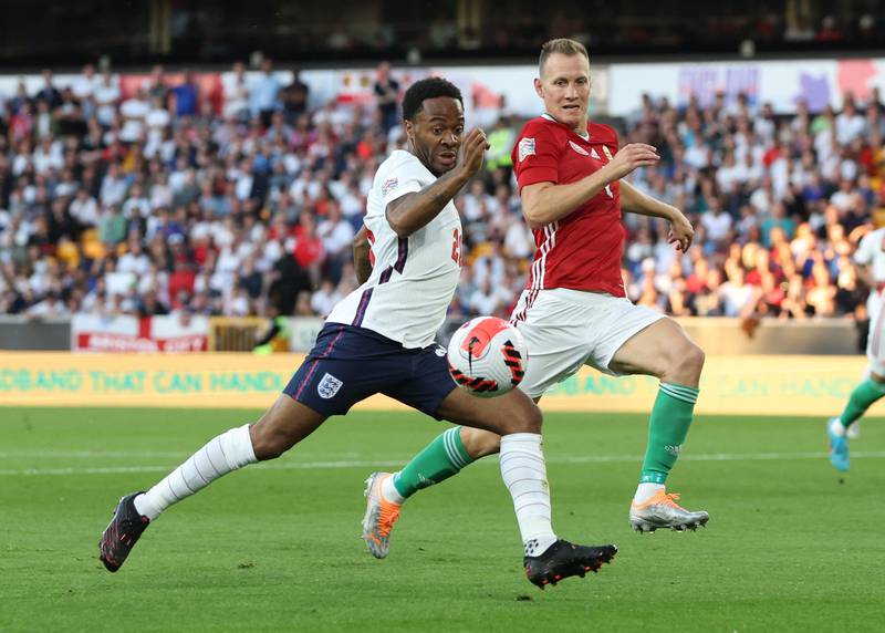 England substitute Raheem Sterling on the attack. Reuters