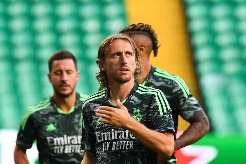 Real Madrid's midfielder Luka Modric during training at Celtic Park in Glasgow ahead of their Champions League opener on Tuesday. AFP