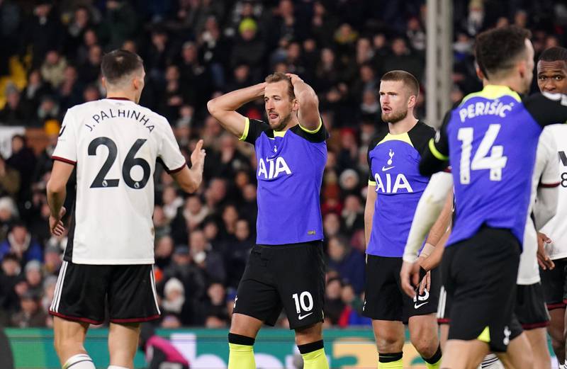 Tottenham Hotspur's Harry Kane rues a missed chance. PA