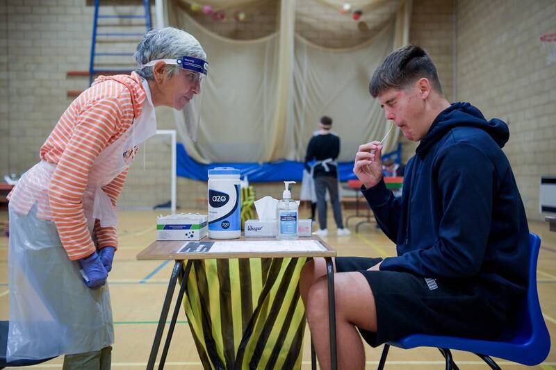 Year 11 pupils get tested before returning to school next week at Wey Valley Academy in Weymouth, England. Getty Images
