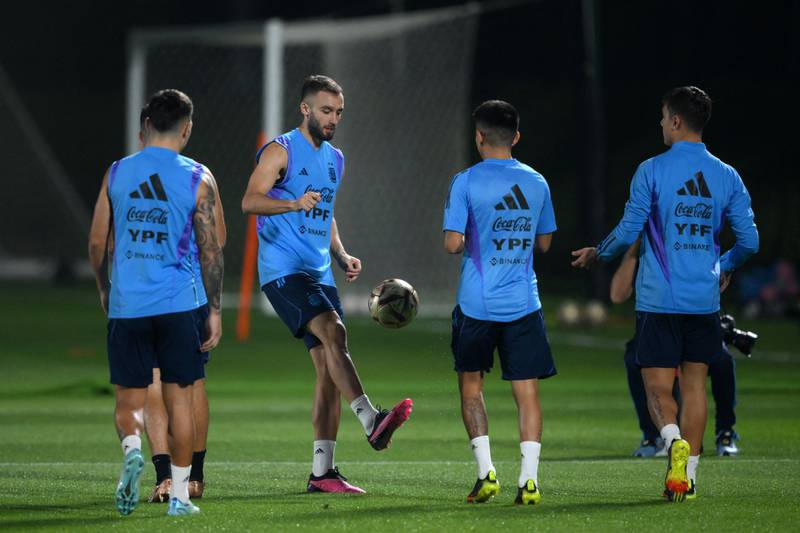 Argentina's players take part in a training session. AFP