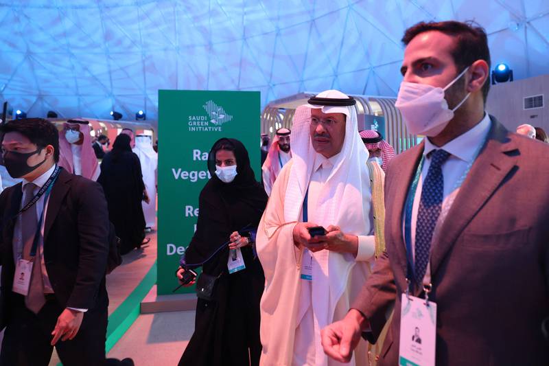 Saudi Energy Minister Prince Abdulaziz bin Salman arrives for the opening ceremony.  AFP