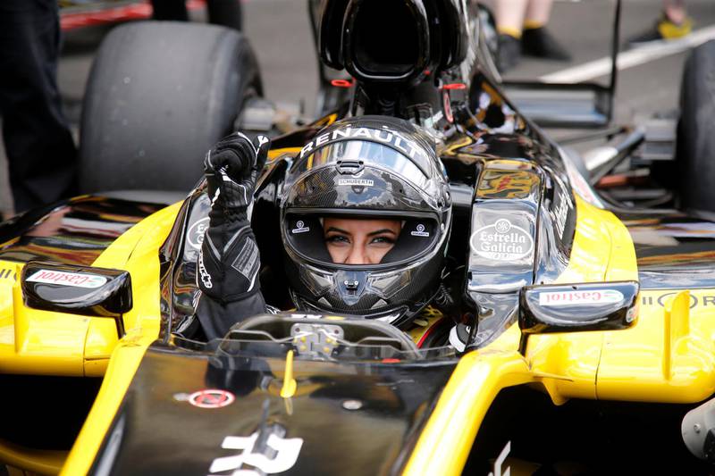 Aseel Al Hamad of Saudi Arabia poses drove the 2012 Renault F1 car before the French Grand Prix at Circuit Paul Ricard in Le Castellet. Jean-Paul Pelissier / Reuters