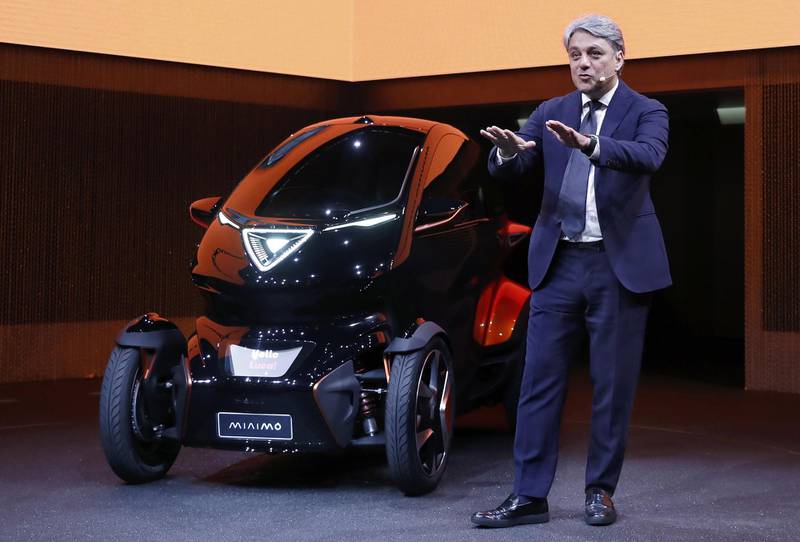 SEAT President, Italian Luca de Meo, during the presentation of the electric car 'Minimo', as part of the 19th edition of the Mobile World Congress (MWC) in Barcelona.  EPA