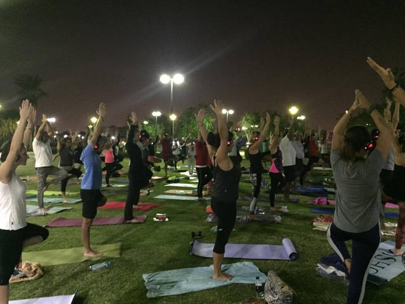 Free yoga class at Umm Suqeim Park. Courtesy Natalia Fata.